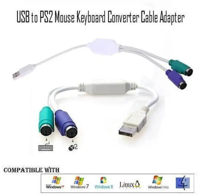 Alt view image 2 of 6 - USB to PS2 Mouse Keyboard Converter U-port to Round Port Cable Line Adapter