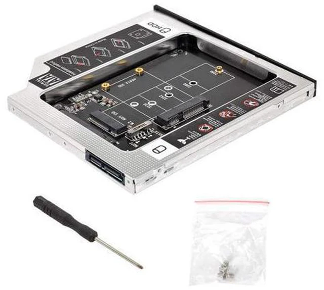 Alt view image 3 of 3 - MSATA NGFF B/M-Key SSD to Slimline SATA 13Pin Caddy Case for 9.5mm Universal Laptop CD/DVD-ROM Optical Bay