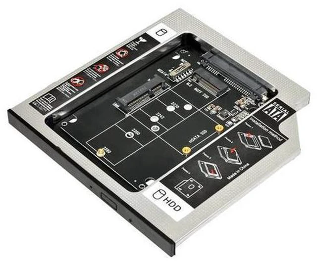 Main image of MSATA NGFF B/M-Key SSD to Slimline SATA 13Pin Caddy Case for 9.5mm Universal Laptop CD/DVD-ROM Bay