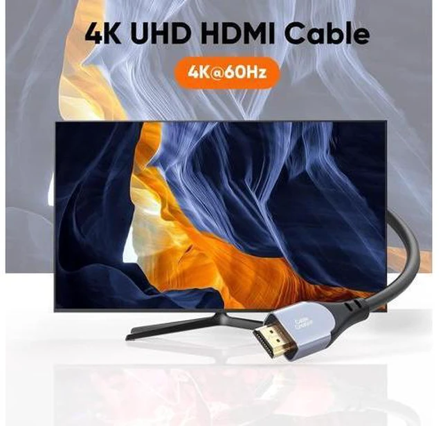 Alt view image 3 of 6 - HDMI Cable 4K@60Hz, 3ft Grey HDMI 4K Male to Male Cable, Highly-Speed 18Gbps, HDR, 3D for TV, Monitor, PS4/5, Xbox One and More