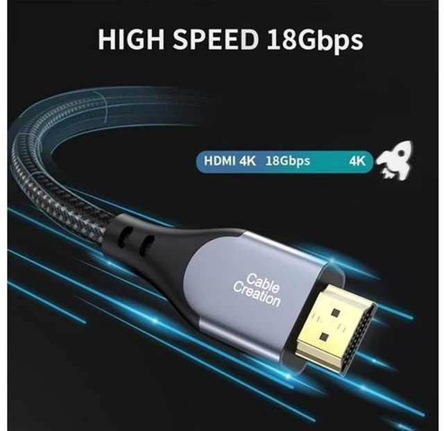 Alt view image 4 of 6 - HDMI Cable 4K@60Hz, 3ft Grey HDMI 4K Male to Male Cable, Highly-Speed 18Gbps, HDR, 3D for TV, Monitor, PS4/5, Xbox One and More