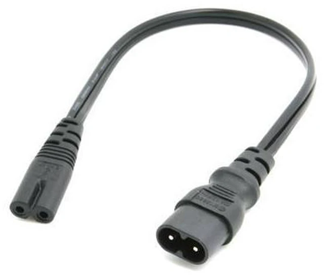 Alt view image 3 of 3 - IEC 60320 C8 Plug to C7 Receptacle Male to Female Extension Power Supply Main Adapter Cable 30cm