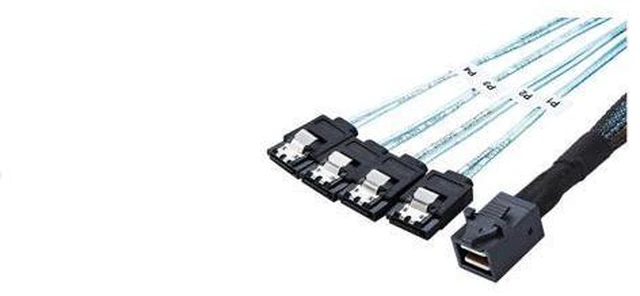Main image of SFF86434SATA50CM Internal 12G HD Mini SAS SFF-8643 to 4 x SATA Cable Hard Drive Cable,HD Mini SAS Host/Controller to 4 SATA Target/Backplane-1.64ft