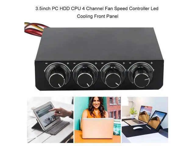 Alt view image 7 of 7 - 3.5inch Fan Speed Controller Led Cooling Front Panel PC HDD CPU 4 Channel 6V to 12V Computer Case Ball Bearing 2 Lines Plastic