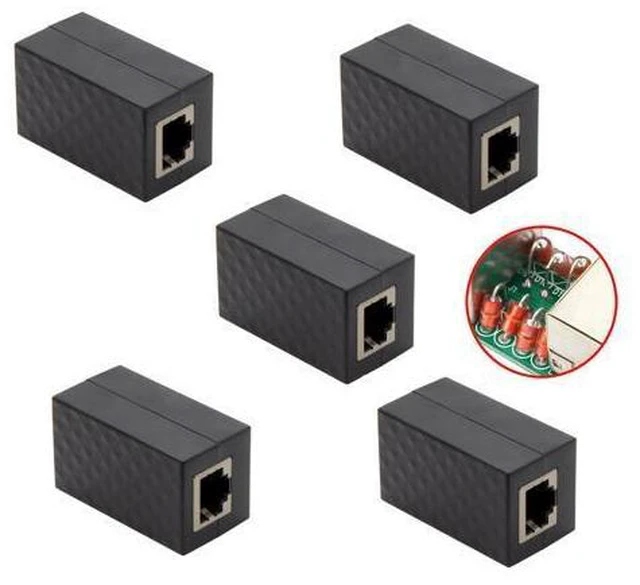 Main image of 5pcs/lot RJ45 UTP STP CAT6 CAT5e Female to Female Network Lan Adapter Extender with Lightning Protection & Shield Black