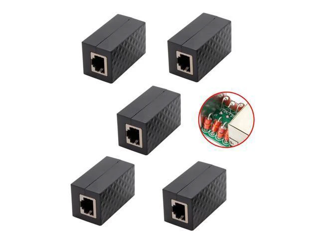 Alt view image 2 of 3 - 5pcs/lot RJ45 UTP STP CAT6 CAT5e Female to Female Network Lan Adapter Extender with Lightning Protection & Shield Black