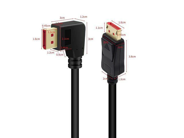 Alt view image 7 of 7 - Right Angle Displayport 1.4 Cable Left Angled Displayport Cable, B 90-Degree Angled Displayport Cable V1.4 6FT/1.8M up to 8K/60Hz, 4K/144Hz Supported