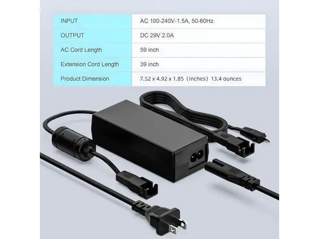 Alt view image 3 of 7 - Power Recliner Power Supply, Chargers for Electric Batteries Recliner Power Cord Replacement AC/DC Switching Power Supply Transformer 2-pin 29V/24V 2A Adapter