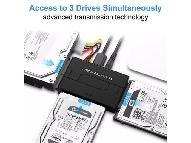 Alt view image 6 of 7 - USB to SATA IDE HDD Adapter - USB 3.0 Cable to 2.5" 3.5" SATA IDE Hard Drive Converter for Windows 10/8/ 7/XP, Mac, Internal to External Laptop SSD Reader Kit, File Data Transfer Conversion Cord