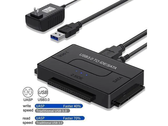 Alt view image 7 of 7 - USB to SATA IDE HDD Adapter - USB 3.0 Cable to 2.5" 3.5" SATA IDE Hard Drive Converter for Windows 10/8/ 7/XP, Mac, Internal to External Laptop SSD Reader Kit, File Data Transfer Conversion Cord
