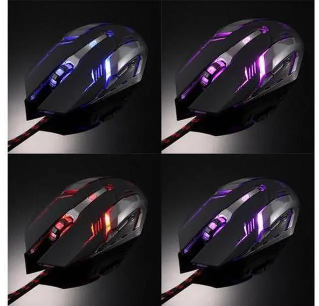 Alt view image 7 of 7 - Wired Gaming Mouse 4 Color Backlit Ergonomic Mouse support Programmable up to 3200 DPI for Windows PC Gamers (Black)