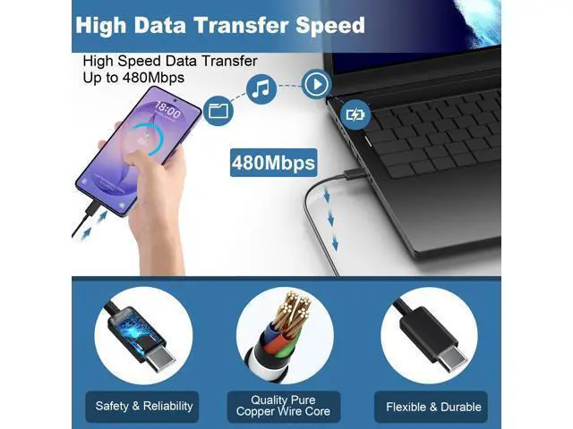 Alt view image 4 of 6 - 45W USB C Super Fast Charger, Type C Charger Fast Charging Android Phone Charger with 6.6ft Cable Cord for Samsung Galaxy S26 Ultra/S26/S26+/S25 Ultra/S25/S24/S23 Ultra/S22 Ultra/S20 Ultra/Note 10