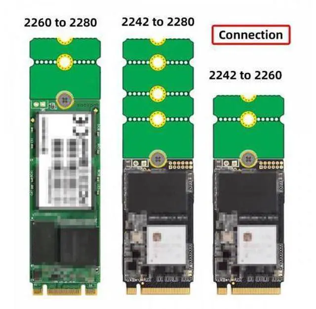 Alt view image 3 of 7 - 2pcs/lot M2 NGFF NVME M.2 Extended Adapter Card Transfer 2230 2242 2260 2280 Change to Long Size SSD