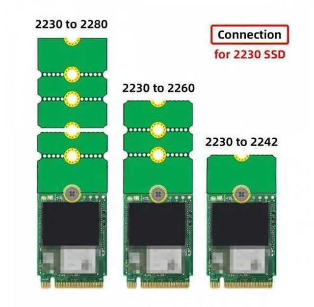 Alt view image 4 of 7 - 2pcs/lot M2 NGFF NVME M.2 Extended Adapter Card Transfer 2230 2242 2260 2280 Change to Long Size SSD
