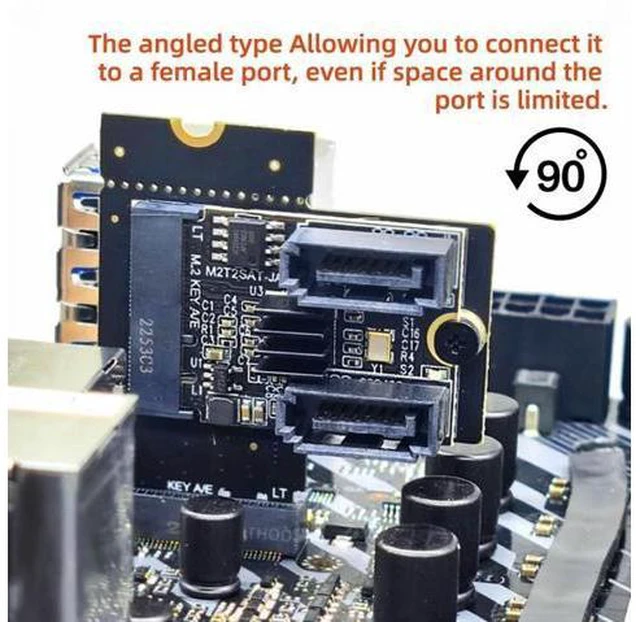 Alt view image 3 of 7 - NGFF Key A+E PCI Express Male to Female Right Angled 90 Degree Low Profile Adapter Extension Card Riser