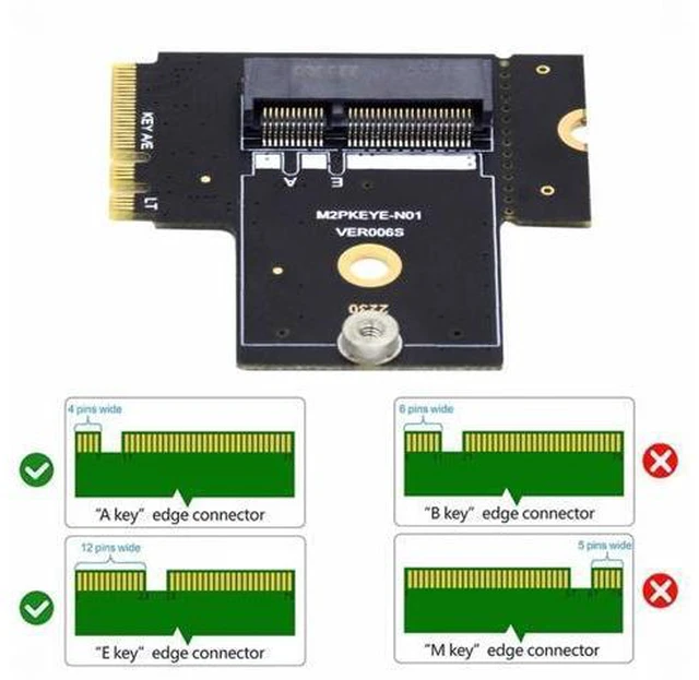 Alt view image 7 of 7 - NGFF Key A+E PCI Express Male to Female Right Angled 90 Degree Low Profile Adapter Extension Card Riser