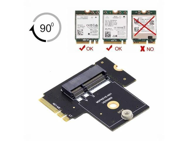 Alt view image 6 of 7 - NGFF Key A+E PCI Express Male to Female Right Angled 90 Degree Low Profile Adapter Extension Card Riser