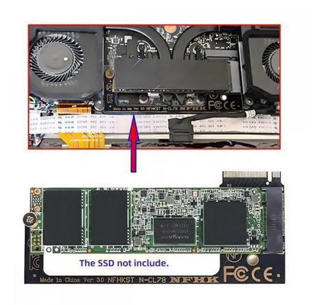 Alt view image 3 of 7 - 2230 NVME M-Key 22x30mm to 22x80mm Angled Extension 2280 SSD Upgrade Adapter Compatible with CLAW8 AI+ CLAW7 Gaming Computer