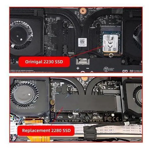 Alt view image 4 of 7 - 2230 NVME M-Key 22x30mm to 22x80mm Angled Extension 2280 SSD Upgrade Adapter Compatible with CLAW8 AI+ CLAW7 Gaming Computer