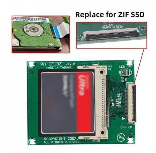 Alt view image 7 of 7 - 1.8" Compact Flash CF Memory Card to CE Ipod ZIF SSD HDD Adapter with 2 Cables