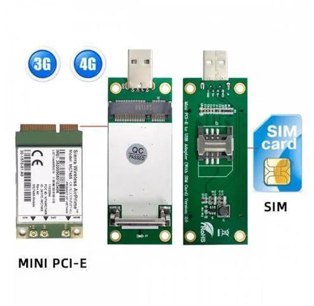 Alt view image 3 of 7 - Mini PCI-E Wireless WWAN to USB Adapter Card with SIM Card Slot Module Testing Tools