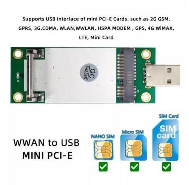 Alt view image 5 of 7 - Mini PCI-E Wireless WWAN to USB Adapter Card with SIM Card Slot Module Testing Tools