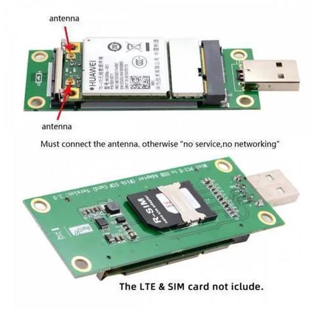 Alt view image 7 of 7 - Mini PCI-E Wireless WWAN to USB Adapter Card with SIM Card Slot Module Testing Tools