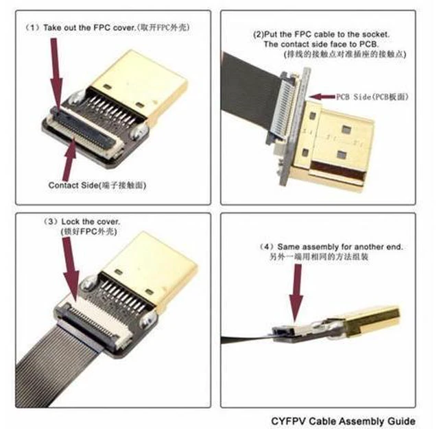 Alt view image 6 of 7 - CYFPV Mini HDMI Male to HDMI Male FPC Flat Cable 1080P for FPV HDTV Multicopter Aerial Photography (0.5M)