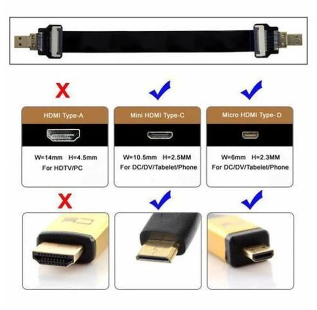 Alt view image 3 of 7 - CYFPV Micro HDMI Male to Micro HDMI Male Extension FPC Flat Cable 1080P for FPV HDTV Multicopter Aerial Photography (0.5M)