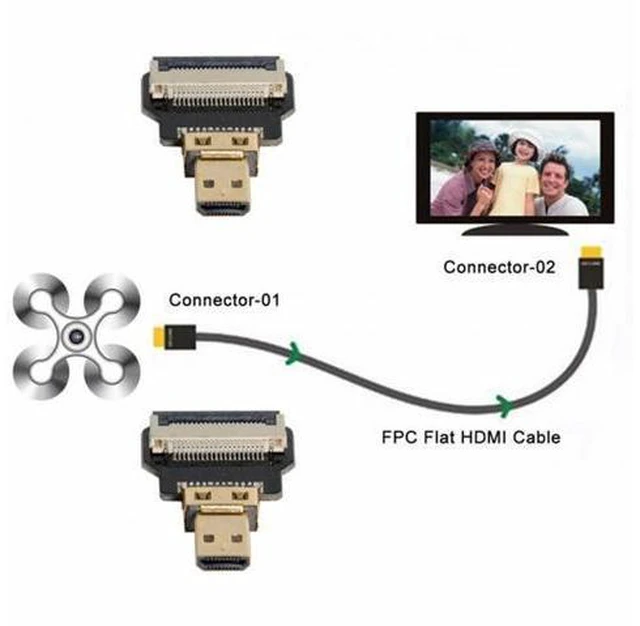 Alt view image 4 of 7 - CYFPV Micro HDMI Male to Micro HDMI Male Extension FPC Flat Cable 1080P for FPV HDTV Multicopter Aerial Photography (0.5M)