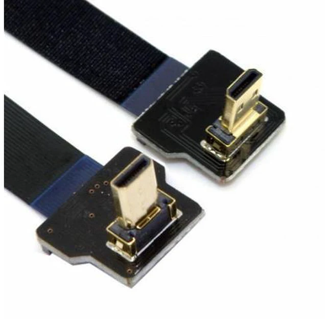 Main image of CYFPV 90 Degree Down Angled FPV Micro HDMI Male to Up Angled Micro HDMI FPC Flat Cable for FPV HDTV Multicopter Aerial Photography (0.5M)