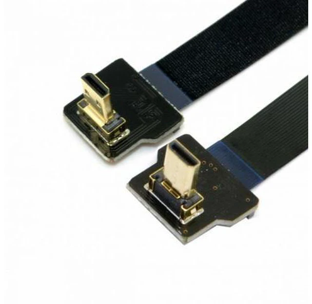 Alt view image 7 of 7 - CYFPV 90 Degree Down Angled FPV Micro HDMI Male to Up Angled Micro HDMI FPC Flat Cable for FPV HDTV Multicopter Aerial Photography (0.5M)