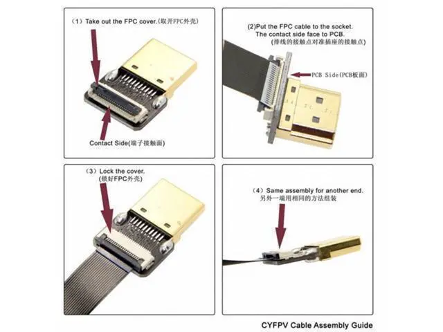 Alt view image 6 of 7 - CYFPV 90 Degree Up Angled FPV Micro HDMI Male to HDMI Male Flat Cable 50cm for FPV HDTV Multicopter Aerial Photography (0.1M)