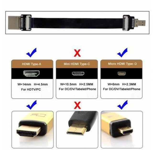 Alt view image 3 of 7 - CYFPV HDMI Male to Micro HDMI Male Extension FPC Flat Cable 1080P for FPV HDTV Multicopter Aerial Photography (0.5M)