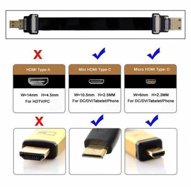 Alt view image 3 of 7 - CYFPV Mini HDMI Male to Micro HDMI Male Extension FPC Flat Cable 1080P for FPV HDTV Multicopter Aerial Photography (0.2M)