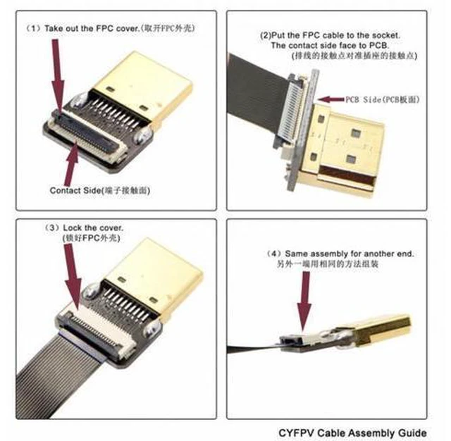 Alt view image 7 of 7 - CYFPV FPV HDMI Male to Right Angled 90D HDMI Male HDTV FPC Flat Cable for FPV HDTV Multicopter Aerial Photography (0.2M)