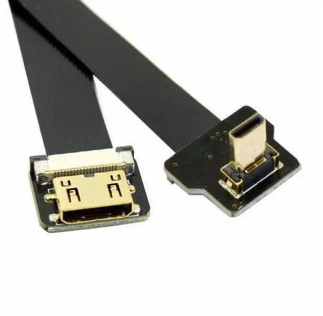Alt view image 4 of 7 - CYFPV Up Angled 90 Degree FPV Micro HDMI Male to Mini HDMI Female FPC Flat Cable 10cm for FPV HDTV Multicopter Aerial Photography (0.3M)