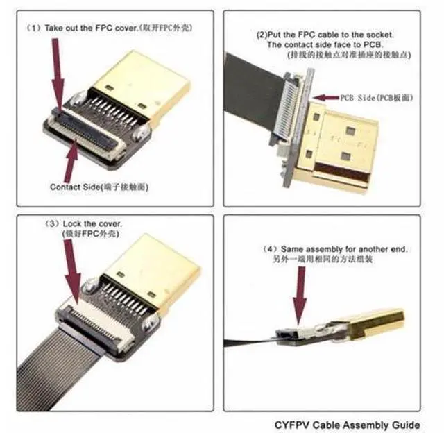 Alt view image 6 of 7 - CYFPV Up Angled 90 Degree FPV Micro HDMI Male to Mini HDMI Female FPC Flat Cable 10cm for FPV HDTV Multicopter Aerial Photography (0.3M)