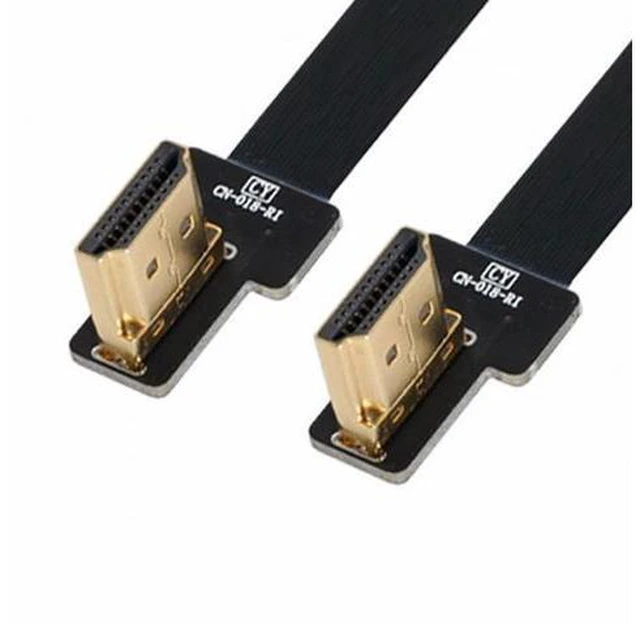Main image of CYFPV Dual 90 Degree Left Angled HDMI Type A Male to Male HDTV FPC Flat Cable for FPV HDTV Multicopter Aerial Photography (0.8M)
