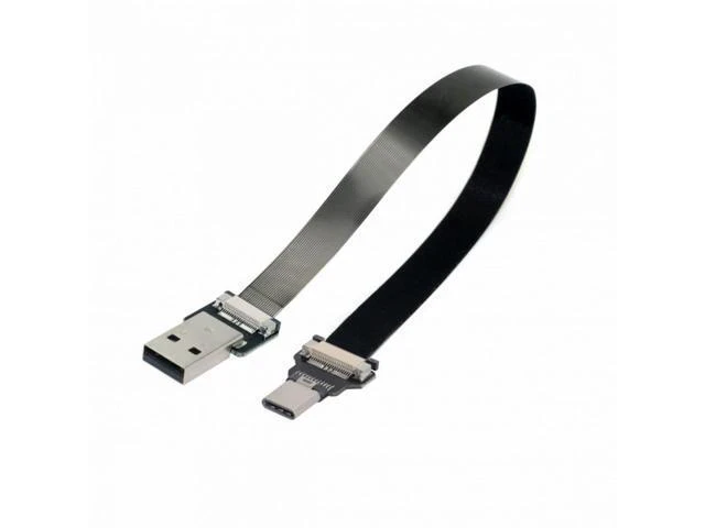 Alt view image 2 of 7 - USB 2.0 Type-A Male to USB-C Type-C Male Data Flat Slim FPC Cable for FPV Disk Phone