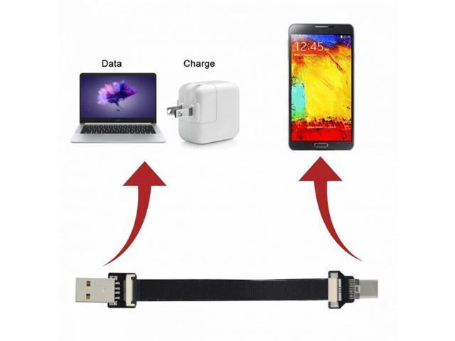 Alt view image 4 of 7 - USB 2.0 Type-A Male to USB-C Type-C Male Data Flat Slim FPC Cable for FPV Disk Phone