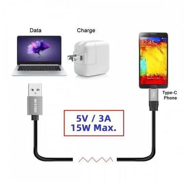 Alt view image 3 of 7 - 10Gbps USB 3.1 Type-C Male to USB3.0 Type A Male Data Power Cable 5V3A for Laptop Phone Disk (30cm)