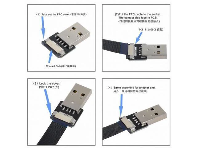 Alt view image 7 of 7 - Up Angled USB 2.0 Type-A Male to Micro USB 5Pin Male Data Flat Slim FPC Cable for FPV Disk Phone