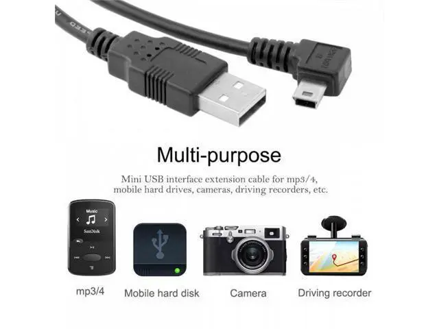 Alt view image 4 of 6 - Mini USB B Type 5pin Male Right Angled 90 Degree to USB 2.0 Male Type-A Power Data Cable