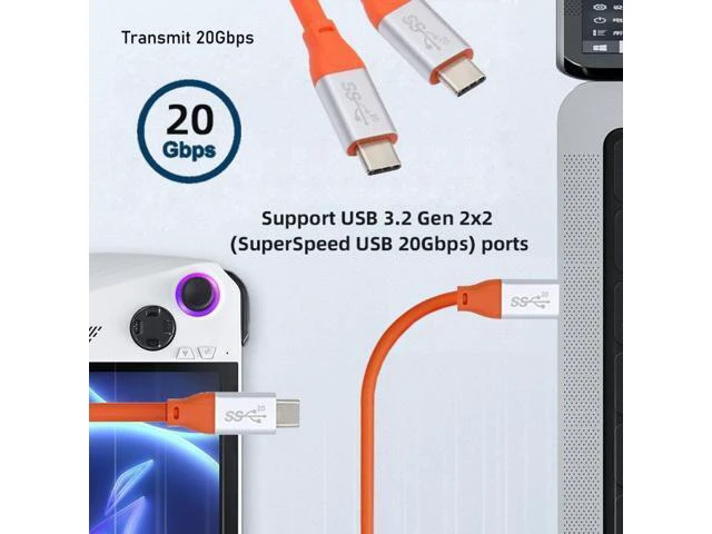 Alt view image 6 of 7 - USB3.2 Cable 20Gbps Ultra Soft High Flex 100W 8K 5K 4K USB4.0 Hyper Super Flexible Cord Male to Male (200cm)
