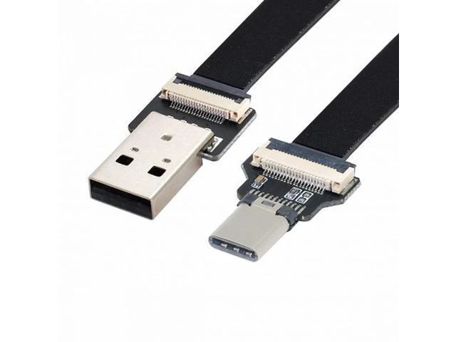 Alt view image 7 of 7 - USB 2.0 Type-A Male to USB-C Type-C Male Data Flat Slim FPC Cable for FPV Disk Phone