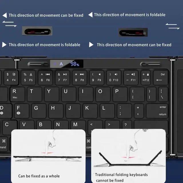 Alt view image 2 of 5 - JOMAA Foldable Bluetooth Keyboard with Trackpad, RGB Backlight, Portable,Full-Size Rechargeable Travel Keyboard with Lockable Fold for