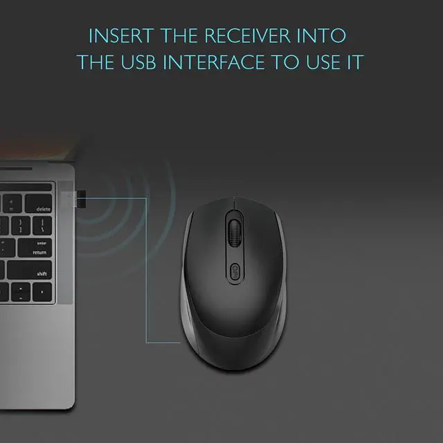 Alt view image 4 of 7 - ONE-UP Wireless Mouse, 2.4G, Silent, USB Nano Receiver, for Laptop, Chromebook, PC, Mac, Windows and School Work (Black)