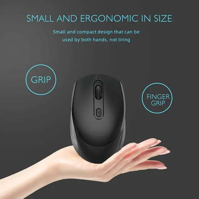 Alt view image 3 of 7 - ONE-UP Wireless Mouse, 2.4G, Silent, USB Nano Receiver, for Laptop, Chromebook, PC, Mac, Windows and School Work (Black)