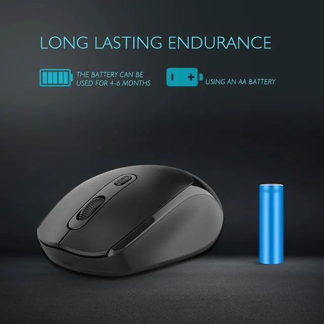 Alt view image 7 of 7 - ONE-UP Wireless Mouse, 2.4G, Silent, USB Nano Receiver, for Laptop, Chromebook, PC, Mac, Windows and School Work (Black)